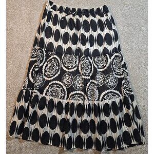 3 Tier Peasant Skirt Long 100% Cotton Lightweight Lined Elastic Waist Boho Sz M